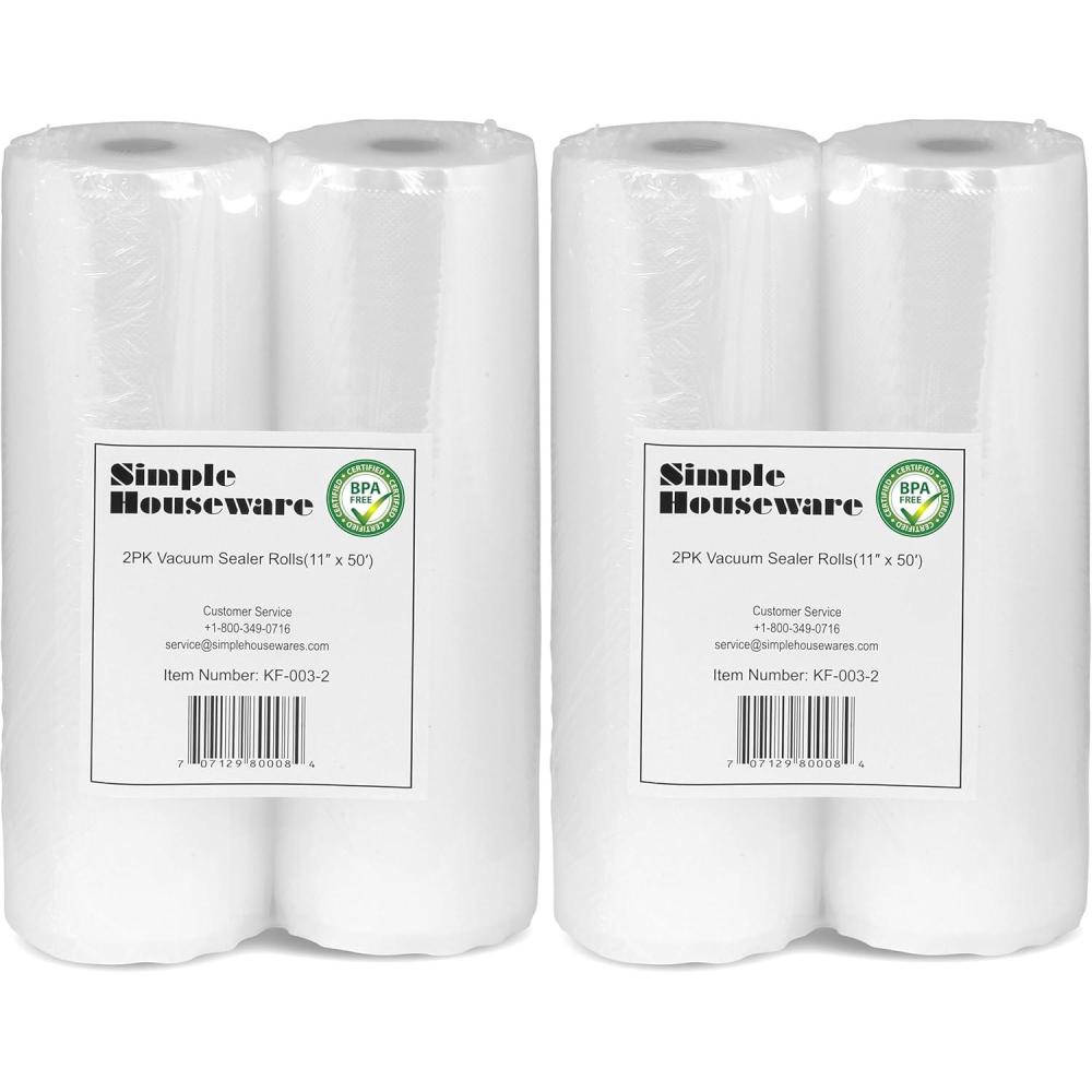 imageSimple Houseware Vacuum Sealer Bags 11 x 50 and 8 x 50 Sous Vide Roll 2Pack2 Rolls  11 x 50 ea Pack of 2