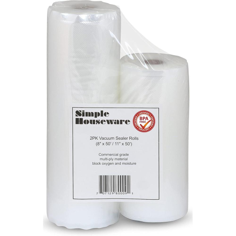 imageSimple Houseware Vacuum Sealer Bags 11 x 50 and 8 x 50 Sous Vide Roll 2Pack8 x 50  11 x 50