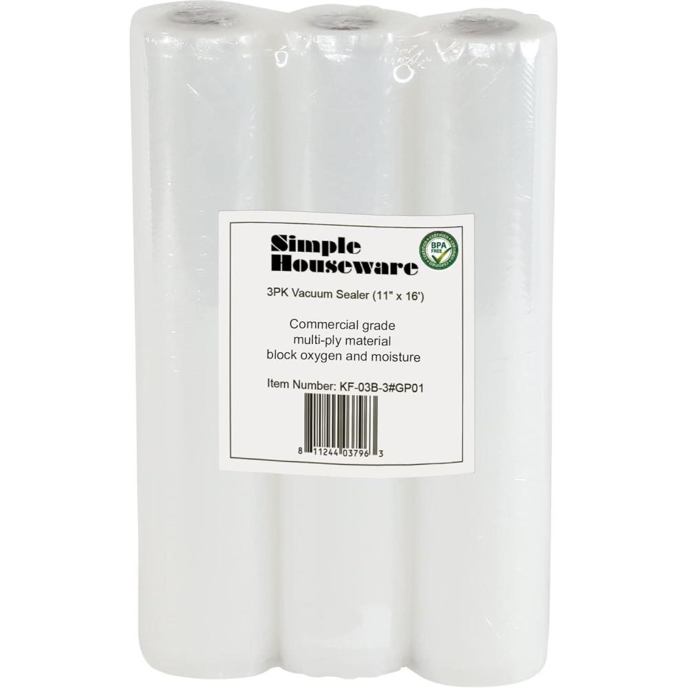 imageSimple Houseware Vacuum Sealer Bags 8 x 25 Sous Vide Roll 4Pack11 x 16  3 Pack