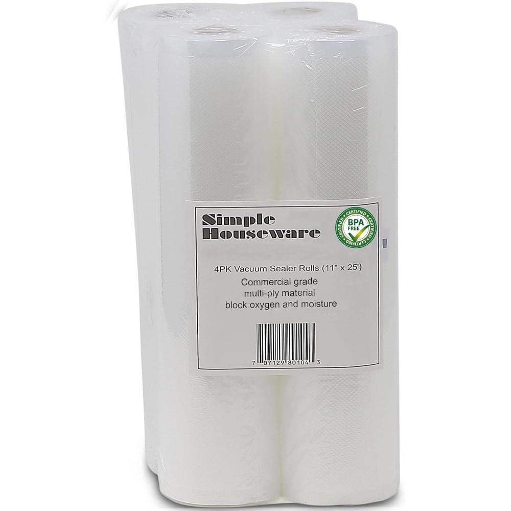 imageSimple Houseware Vacuum Sealer Bags 8 x 25 Sous Vide Roll 4Pack11 x 25  4 Pack