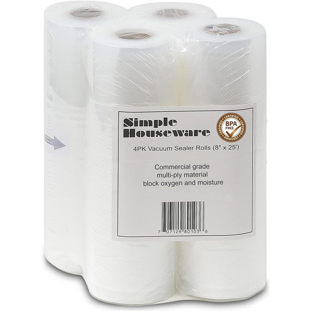 imageSimple Houseware Vacuum Sealer Bags 8 x 25 Sous Vide Roll 4Pack8 x 25  4 Pack
