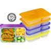 16 Pack – SimpleHouseware 3-Compartment Heavy Duty Bento Lunch Meal Prep Container Boxes, 36 ounces, 4 Color(6 Pack)