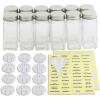 Simple Houseware 12-Pack 6 oz Glass Spice Jars, Square Bottles with Shaker Lids, Funnel and Labels for Seasoning & Storage(4oz)