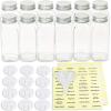 Simple Houseware 12-Pack 6 oz Glass Spice Jars, Square Bottles with Shaker Lids, Funnel and Labels for Seasoning & Storage(6oz)
