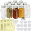 Simple Houseware 12-Pack 6 oz Glass Spice Jars, Square Bottles with Shaker Lids, Funnel and Labels for Seasoning & Storage(6oz)