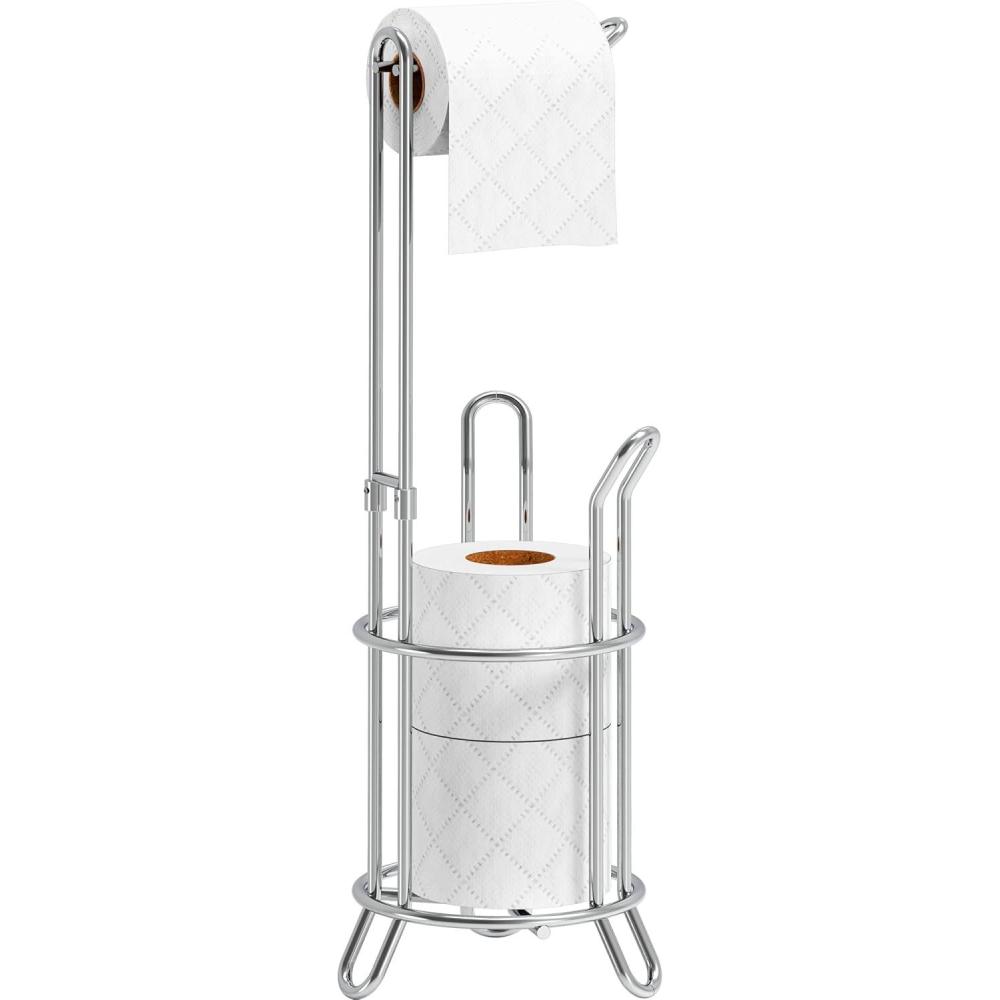 imageSimple Houseware Bathroom Toilet Tissue Paper Roll Storage Holder Stand ChromeChrome
