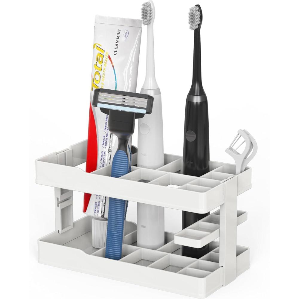 imageSimple Houseware MultiFunctional Toothbrush HolderWhite