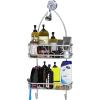 SIMPLE HOUSEWARE Stainless Steel Bathroom Hanging Shower Head Caddy Organizer (22 x 10.2 x 4.2 inches)(Medium – 22″ x 10.2″ x 4.2″)