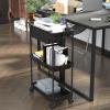 SIMPLE HOUSEWARE Standard 3-Tier Slim Rolling Storage Cart, White(Black)