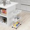 SIMPLE HOUSEWARE Standard 3-Tier Slim Rolling Storage Cart, White(White)