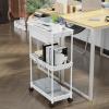 SIMPLE HOUSEWARE Standard 3-Tier Slim Rolling Storage Cart, White(White)
