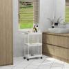 SIMPLE HOUSEWARE Standard 3-Tier Slim Rolling Storage Cart, White(White)