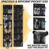 Simple Houseware 24 Pockets – 2PK 12 Large Pockets Over Door Hanging Shoe Organizer, Grey(Black)