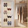 Simple Houseware 24 Pockets Large Clear Pockets Over The Door Hanging Shoe Organizer, Gray (56″ x 22.5″)(Beige)