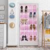 Simple Houseware 24 Pockets Large Clear Pockets Over The Door Hanging Shoe Organizer, Gray (56″ x 22.5″)(Pink)