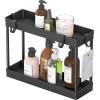 Simple Houseware 2-Tier Under Sink Organizer Storage Tray with Hooks, Grey(Black)