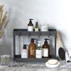 Simple Houseware 2-Tier Under Sink Organizer Storage Tray with Hooks, Grey(Black)