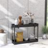 Simple Houseware 2-Tier Under Sink Organizer Storage Tray with Hooks, Grey(Black)