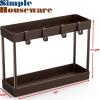 Simple Houseware 2-Tier Under Sink Organizer Storage Tray with Hooks, Grey(Brown)