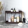 Simple Houseware 2-Tier Under Sink Organizer Storage Tray with Hooks, Grey(Brown)