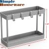 Simple Houseware 2-Tier Under Sink Organizer Storage Tray with Hooks, Grey(Gray)
