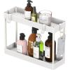 Simple Houseware 2-Tier Under Sink Organizer Storage Tray with Hooks, Grey(White)