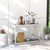 Simple Houseware 2-Tier Under Sink Organizer Storage Tray with Hooks, Grey(White)