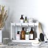 Simple Houseware 2-Tier Under Sink Organizer Storage Tray with Hooks, Grey(White)