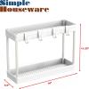 Simple Houseware 2-Tier Under Sink Organizer Storage Tray with Hooks, Grey(White)