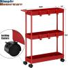 Simple Houseware 3-Tier Slim/Narrow Storage Cart with Handle, 5.5” Wide x 26.5” Height Rolling Organizer for Kitchen, Bathroom, Laundry Room – White(Red)