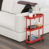 Simple Houseware 3-Tier Slim/Narrow Storage Cart with Handle, 5.5” Wide x 26.5” Height Rolling Organizer for Kitchen, Bathroom, Laundry Room – White(Red)