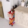 Simple Houseware 3-Tier Slim/Narrow Storage Cart with Handle, 5.5” Wide x 26.5” Height Rolling Organizer for Kitchen, Bathroom, Laundry Room – White(Red)