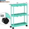 Simple Houseware 3-Tier Slim/Narrow Storage Cart with Handle, 5.5” Wide x 26.5” Height Rolling Organizer for Kitchen, Bathroom, Laundry Room – White(Turquoise)