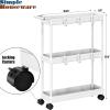 Simple Houseware 3-Tier Slim/Narrow Storage Cart with Handle, 5.5” Wide x 26.5” Height Rolling Organizer for Kitchen, Bathroom, Laundry Room – White(White)