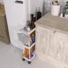 Simple Houseware 3-Tier Slim/Narrow Storage Cart with Handle, 5.5” Wide x 26.5” Height Rolling Organizer for Kitchen, Bathroom, Laundry Room – White(White)