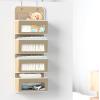 Simple Houseware 4 Clear Window Pocket Over Closet Door Storage Hanging Organizer for Bedroom, Bathroom, Pantry, Gray(Beige)