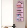 Simple Houseware 4 Clear Window Pocket Over Closet Door Storage Hanging Organizer for Bedroom, Bathroom, Pantry, Gray(Pink)
