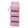Simple Houseware 4 Clear Window Pocket Over Closet Door Storage Hanging Organizer for Bedroom, Bathroom, Pantry, Gray(Pink)