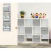 Simple Houseware 4 Clear Window Pocket Over Door Storage Hanging Organizer with 3 Clear Pockets for Bedroom, Bathroom, Pantry, Gray(Geometric Gray)