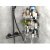 Simple Houseware Bathroom Adhesive Wall Mount Single-Tier Corner Shelf Shower Caddy, Bronze, (Set of 3)(Chrome)
