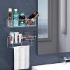 Simple Houseware Bathroom Adhesive Wall Mount Standard Shower Caddy w/Hooks, Chrome, 2 Pack(Large)