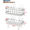 Simple Houseware Bathroom Adhesive Wall Mount Standard Shower Caddy w/Hooks, Chrome, 2 Pack(Standard)