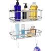 Simple Houseware Bathroom Adhesive Wall Mount Standard Shower Caddy w/Hooks, Chrome, 2 Pack(Standard)