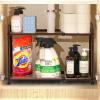 Simple Houseware Under Sink 2 Tier Expandable Heavy Duty Metal Shelf Organizer Rack, Silver (Expand from 15 to 25 inches)(Bronze)