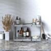 Simple Houseware Under Sink 2 Tier Expandable Heavy Duty Metal Shelf Organizer Rack, Silver (Expand from 15 to 25 inches)(Silver)