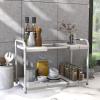 Simple Houseware Under Sink 2 Tier Expandable Heavy Duty Metal Shelf Organizer Rack, Silver (Expand from 15 to 25 inches)(White)