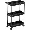 SIMPLE HOUSEWARE Standard 3-Tier Slim Rolling Storage Cart, White(Black)