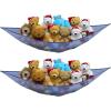 Simple Houseware 2 Pack Stuffed Animal Toy Hammock Net, Corner Wall Storage for Kids Room, White(Dark Blue)