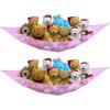 Simple Houseware 2 Pack Stuffed Animal Toy Hammock Net, Corner Wall Storage for Kids Room, White(Pink)