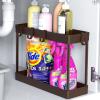 Simple Houseware 2-Tier Under Sink Organizer Storage Tray with Hooks, Grey(Brown)